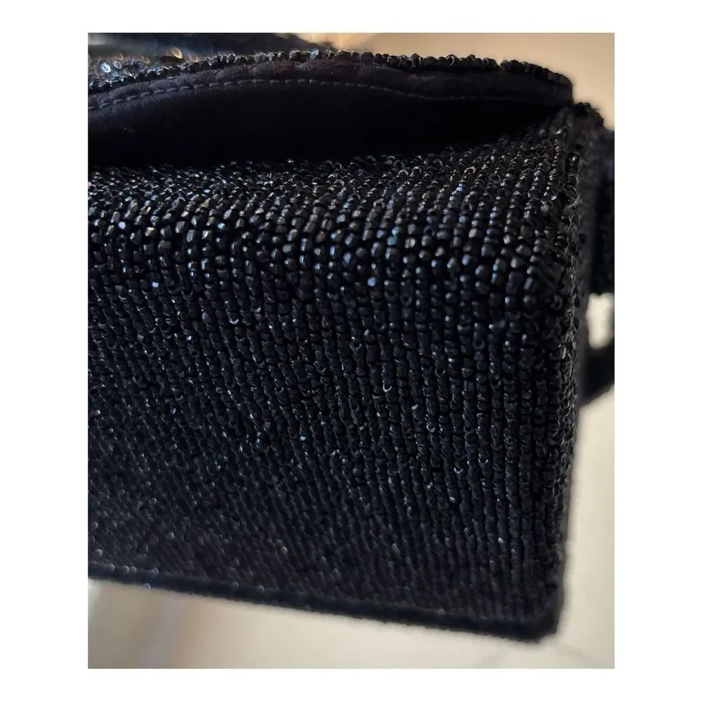 1950’s Delill Beaded Handbag Beaded Evening Clutch in Black ~ Stunning